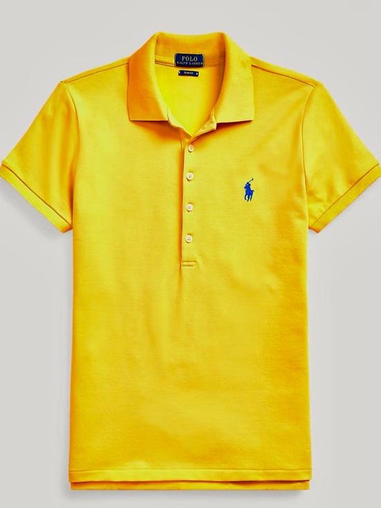 Ralph Lauren Tops - Women Ralph Lauren Yellow Polo Slim Fit with Blue Pony Embroidery